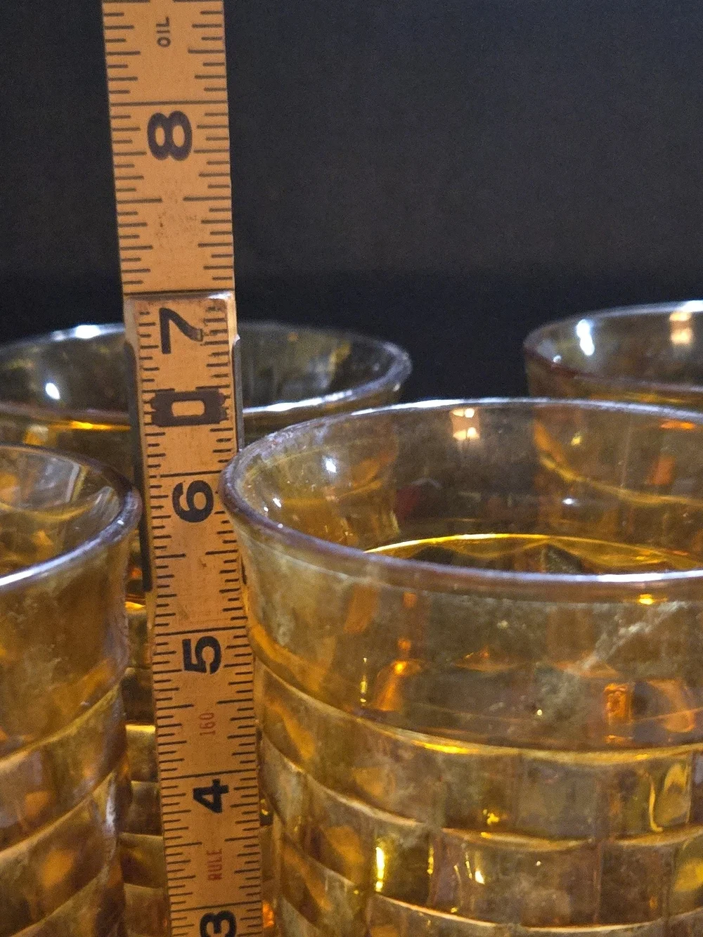 Vintage Amber Textured Glass Tumbler Set - 4 Pack